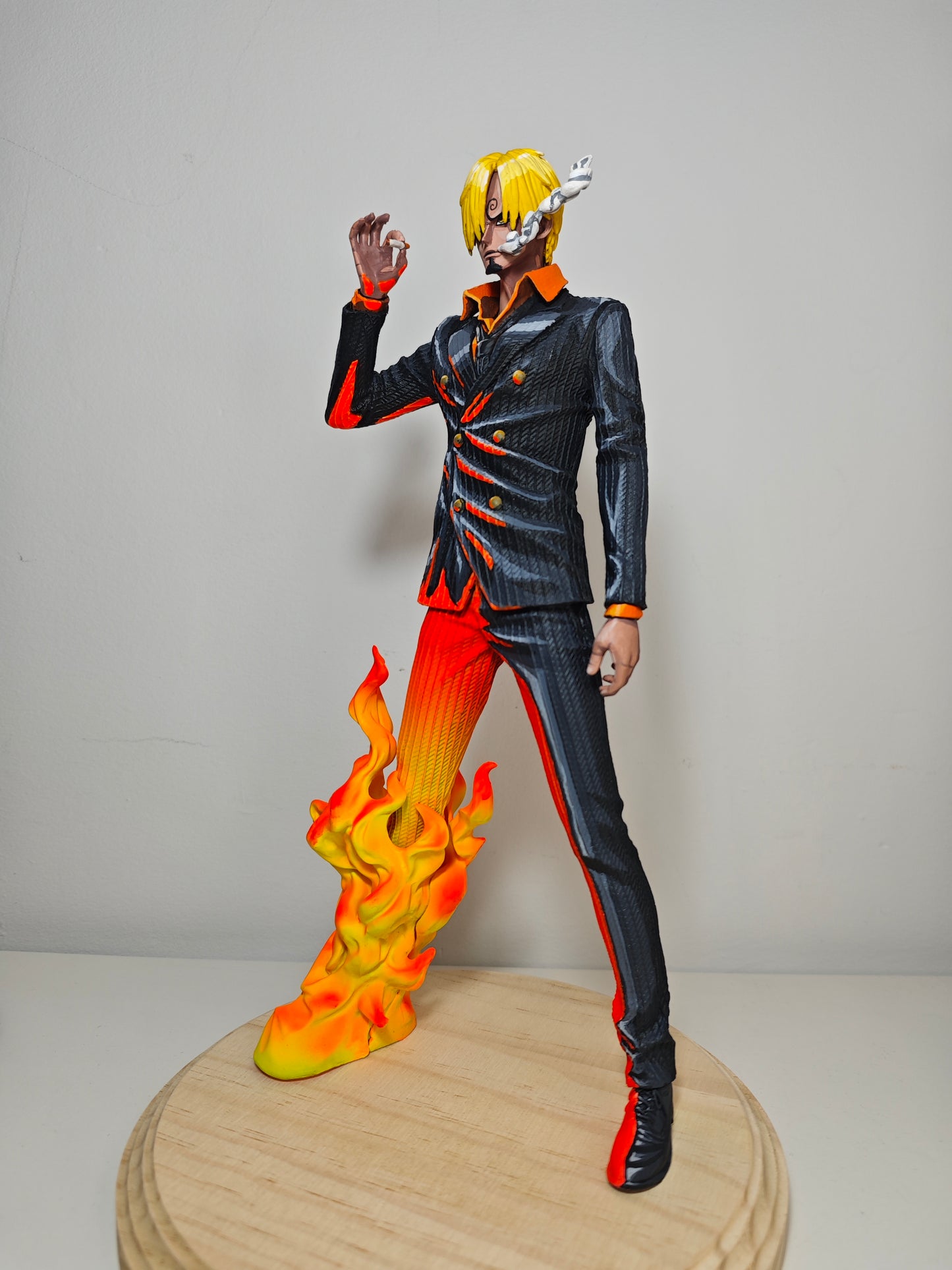 Figura Sanji de One Piece - pierna en llamas - Anime 2d Comic Color / Cel Shading Repaint