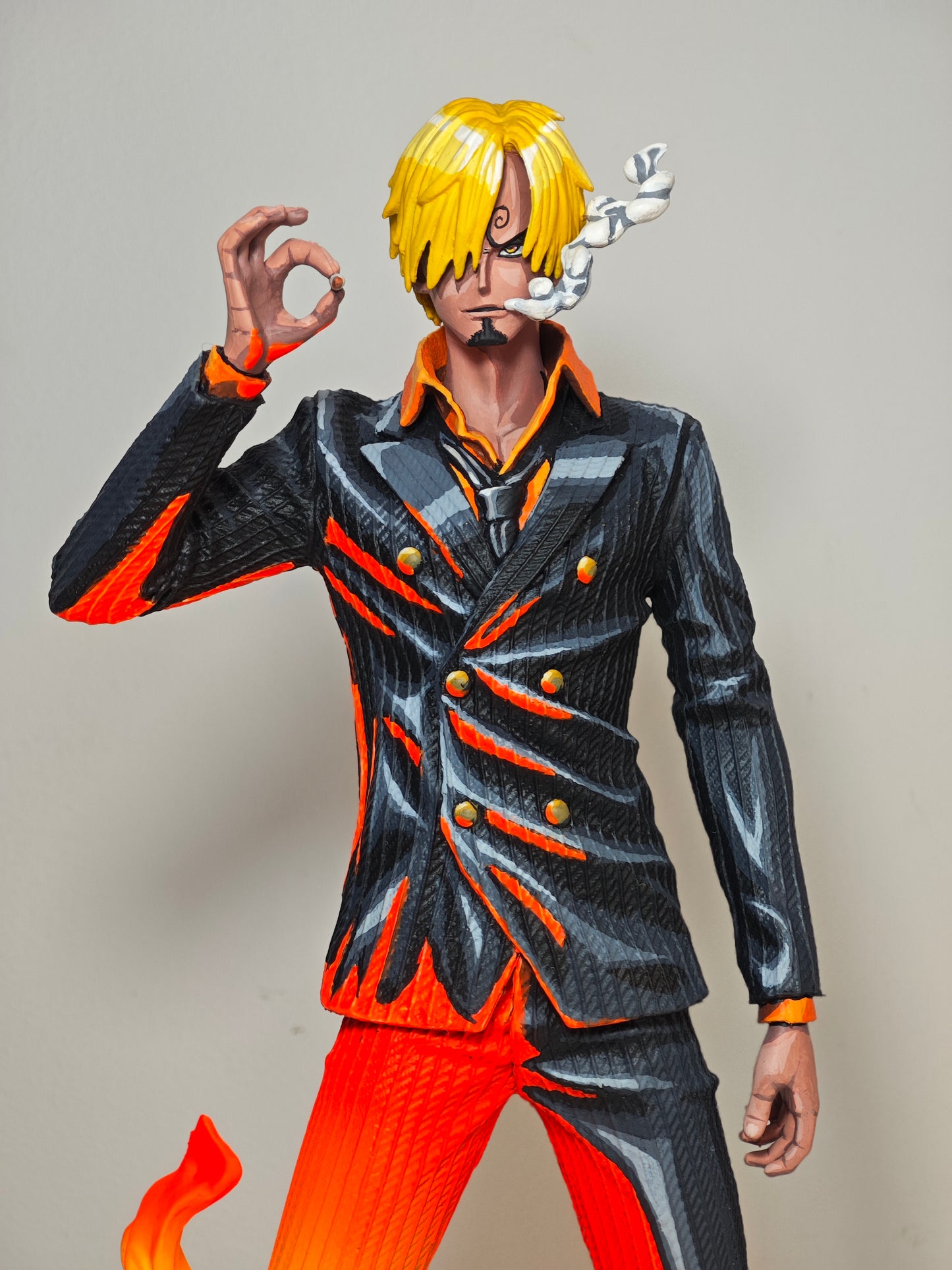 Figura Sanji de One Piece - pierna en llamas - Anime 2d Comic Color / Cel Shading Repaint